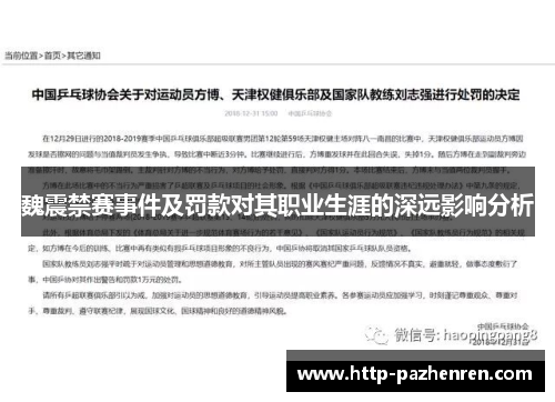 魏震禁赛事件及罚款对其职业生涯的深远影响分析 魏震禁赛事件及罚款对其职业生涯的深远影响分析